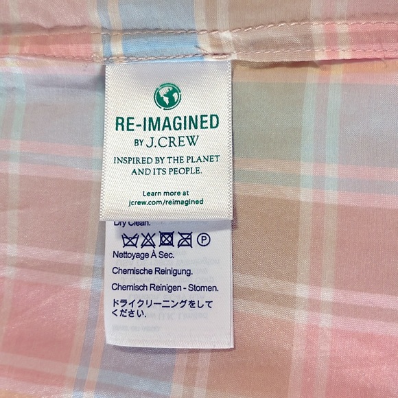 J. Crew Rainbow gingham long sleeve cotton silk blouse w/ ruffle collar and cuff - Picture 4 of 7